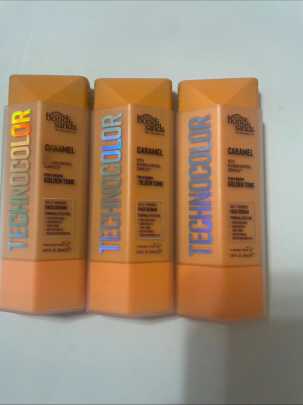 Bondi Sands Technocolor Caramel Self-Tanning Face Serum - Orange NEW 3 pack